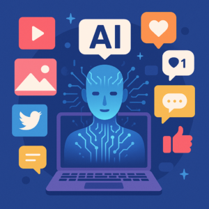 An image of ChatGPT creating content for twitter, linkedin, and instagram