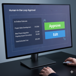 Manager approval screen for AI-drafted output.